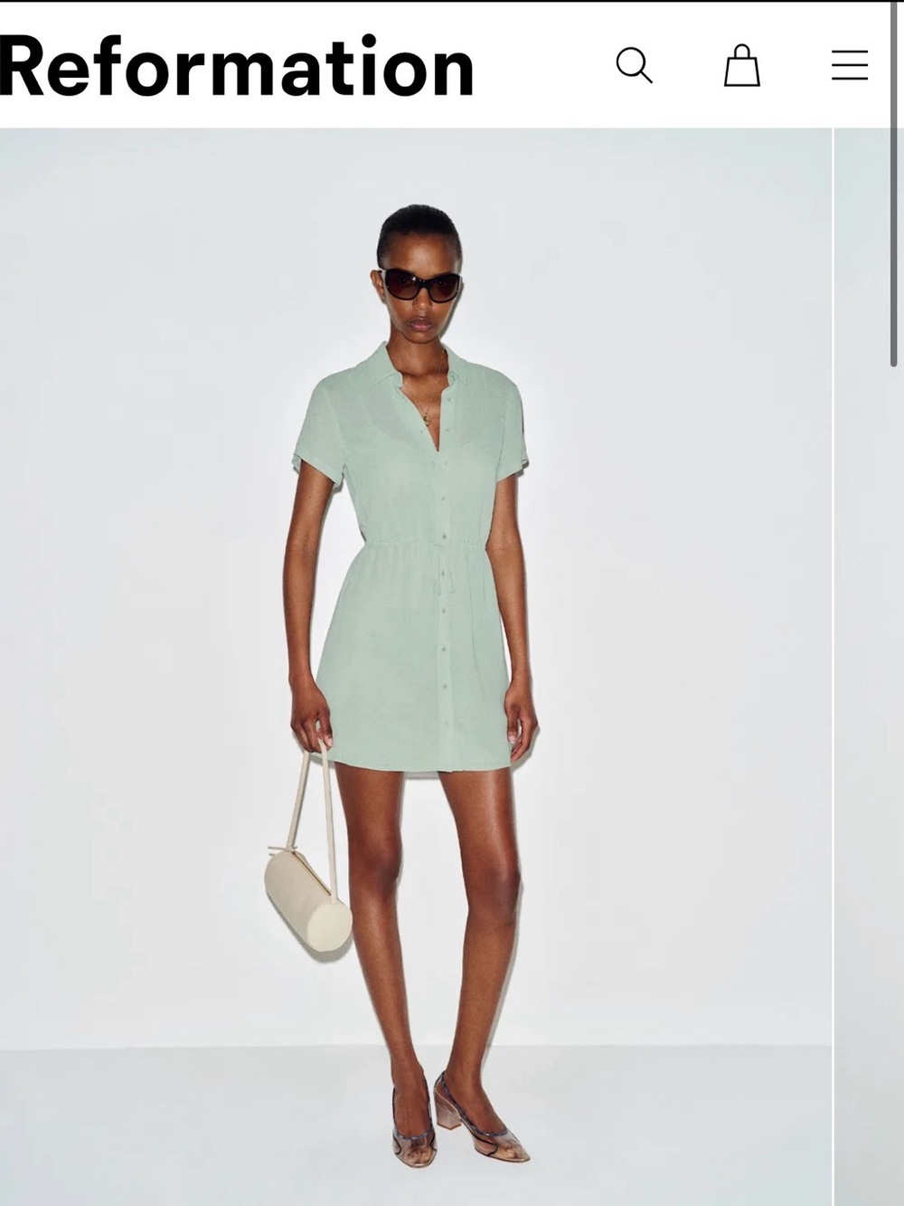 Reformation Anwen Dress Green - Size 8